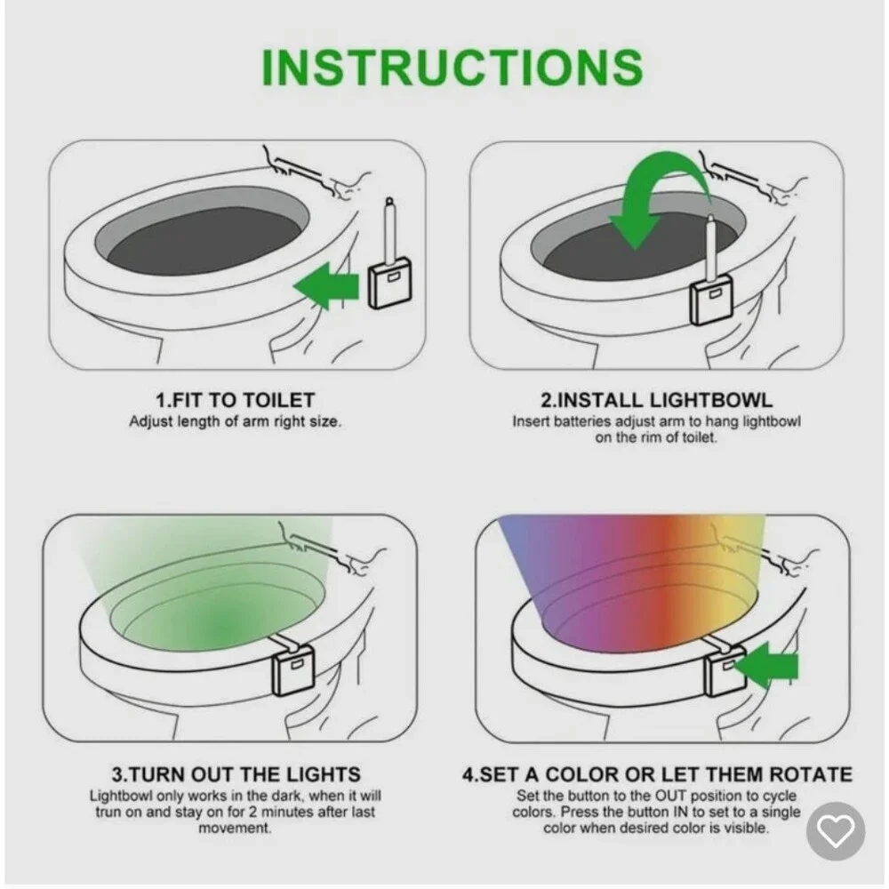 Glowbowl Motion Sensor LED Toilet Night Light Color Changing Bathroom Bowl Light